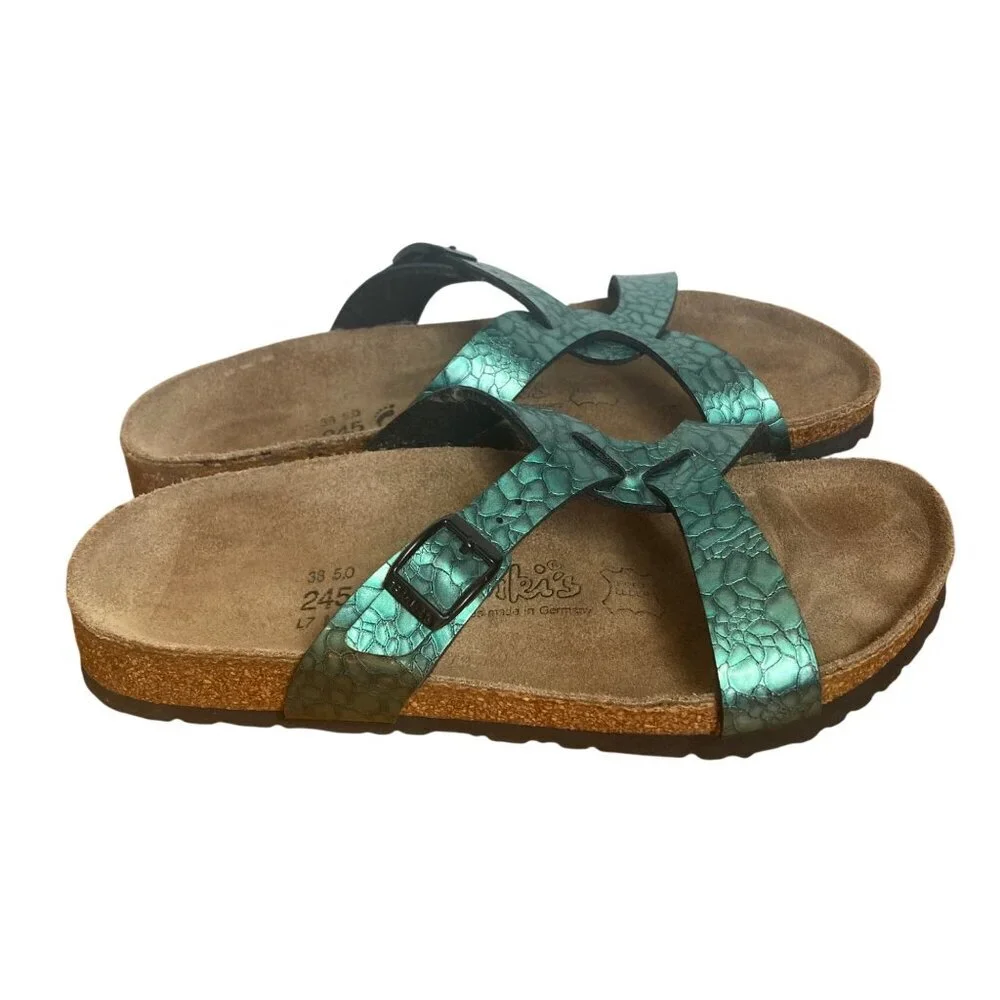 Birkenstock Birkis Sylt Birko Flor Turquoise Sandals Womens 7 US Comfort